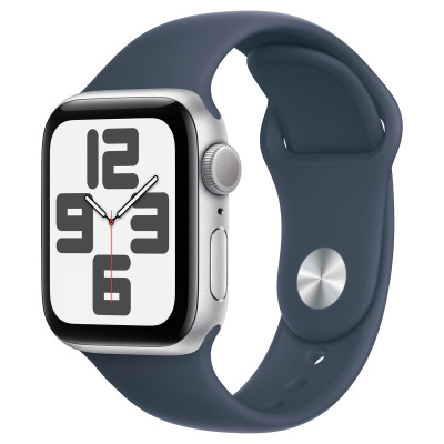 Apple Watch Series SE2  Silver Case with Blue Sport Band S/M 